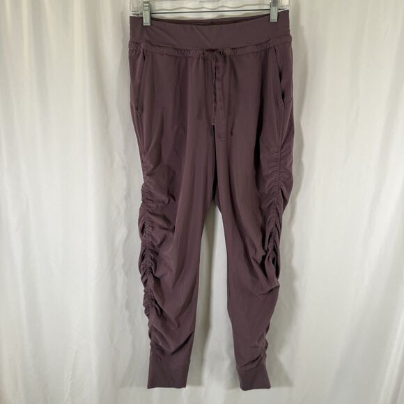 Athleta Attitude Pant Women's 2 Purple Pull On Ruched Drawstring Pockets - Picture 1 of 11